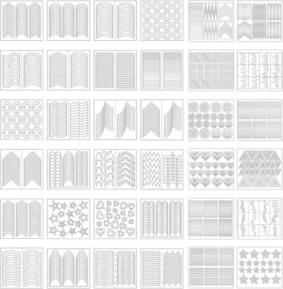 Grote set nagelstickers voor Franse manicure: 1275 stuks met 49 verschillende ontwerpen nagelsjablonen