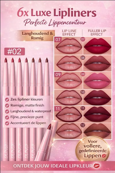 6-Delige Matte Lipliner Set– Meerdere Kleuren verkrijgbaar– 01 - Langhoudend – Waterresistent – Niet Vervagend – Dunof Nude en Berry Lip Make-up Set