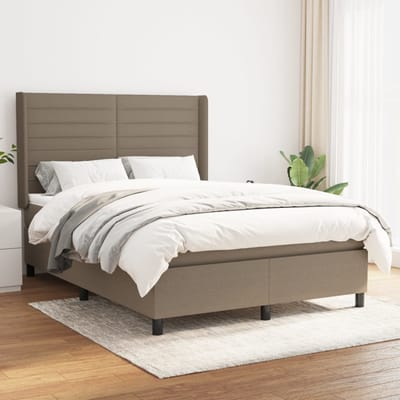 vidaXL - Boxspring - met - matras - stof - taupe - 140x190 - cm