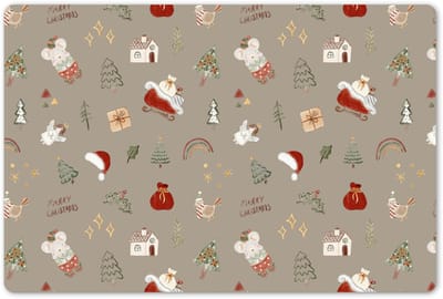 Placemats 45x30 cm - Placemat kunststof - 1 stuk - Kerst - Patronen - Kerstboom - Dieren - Feestdagen - Borden onderleggers - Decoratie voor op tafel - Keuken tafeldecoratie accessoires - Vinyl onderlegger - Tafelversiering