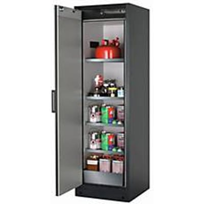 Veiligheidskast type 90 asecos Q-CLASSIC-90, scharnierende deur, links scharnierend, front lichtgrijs, B 599 x D 615 x H 1953 mm