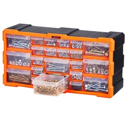 VEVOR Organizer voor kleine onderdelen met 22 lades, PP-assortimentsdoos voor wandmontage, draagvermogen van 8 kg, dubbel vergrendelbare sorteerdoos, opbergdoos voor ijzerwaren, schroeven en kleine onderdelen.