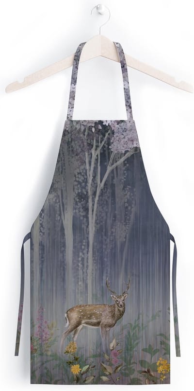 AP300-3 Keukenschort, dames, heren, fijn linnen, anti-transpirant, verstelbaar, One size, Unisex, blauw, keuken, schort