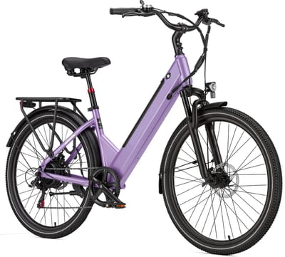 Elektrische fiets - Actieradius 75-100km - Verwijderbare batterij 36V 14.5Ah - Motor 250W - Shimano 7 versnellingen - 26 Inch City Commuter EBike - Paars