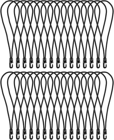 Spanrubber met haken - Zeilspanner elastiek - Dekzeil bevestigen - Extra sterk materiaal - 10 cm - Zwart