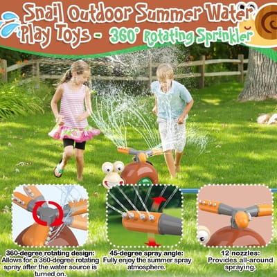 Thijox - Watersprinkler voor Kinderen - Draaibare Slakkensproeier - Tuinspeelgoed voor Buiten - Gazonsproeier met Slangaansluiting en Bodemhouder - Ve