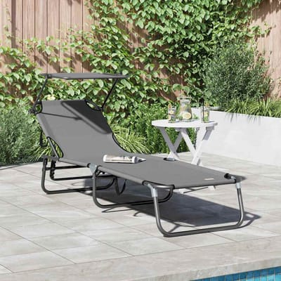vidaXL Opvouwbare zonnebed Grijs 190 x 57 x 81 cm oxford
