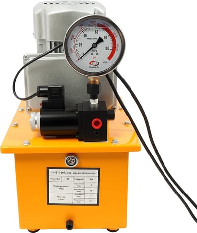 Hydraulische pomp - Aggregaat - Heffen en drukken - Enkelwerkende magneetregeling - 7 liter tank - geel