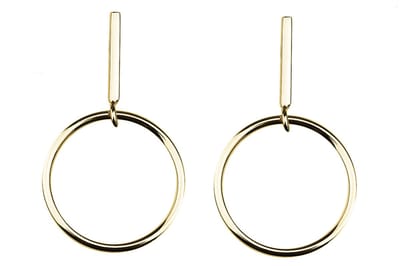 Goudkleurig Oorhangers Dames - Verguld Dames Oorbellen - Goudkleurig Circle Dangle Earrings - Verguld Echte Zilver 925 - Amona Jewelry