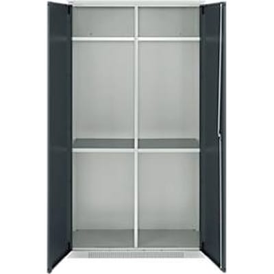 Schäfer Shop Genius multifunctionele kast FS, modulair, afzonderlijk uittrekbaar, middenwand, 4 legborden, tot 450 kg, B 1055 x D 520 x H 1950 mm, lichtgrijs/antracietgrijs