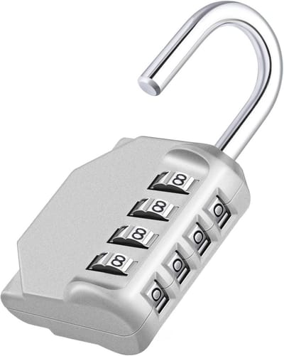 Cijferhangslot - Combinatieslot Hangslot - Veilige Opslag - 4-Cijferige Combinatie - 439 x 218 x 798 cm - Zilver