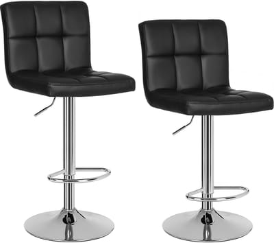 SONGMICS - Barkruk - Set van 2 - Met Rugleuning - In Hoogte Verstelbaar - Comfortabel Ontwerp