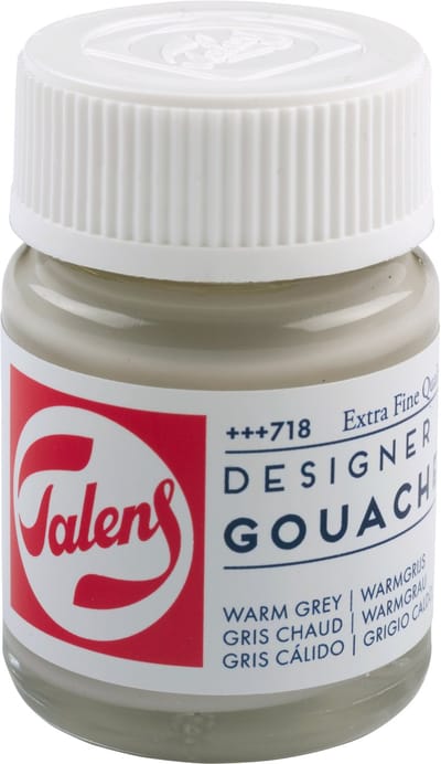 Talens Plakkaatverf Extra Fijn - Warm Grijs 718 - 16 ml Flacon - Sterk gepigmenteerde matte verf