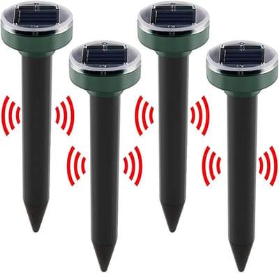 Ultrasone Solar Powered Mole Repellent Stakes - 4 Stuks voor Effectieve Ongediertebestrijding in Tuin en Gazon
