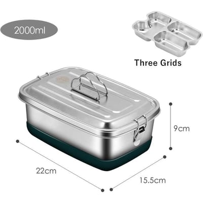 304 Staal Lunchbox Dubbele Laag Afgesloten Thermische Bento Box Handige Voedsel Vershoudende Bewaarcontainer Verwarmingsschaal