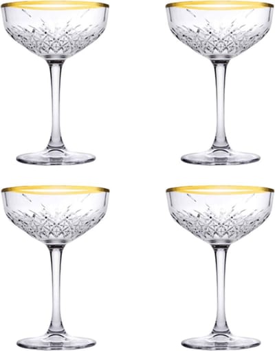Pasabahce Champagnecoupe Timeless 27 cl - Transparant Goud 4 stuk(s)