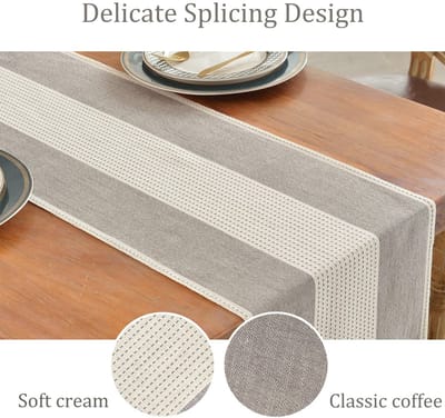 Dailygoods- Tafelloper 180 cm - Katoenlinnen - Handgemaakte franjes - Boerderijstijl - Herbruikbaar - Zacht en huidvriendelijk - Tafelkleed