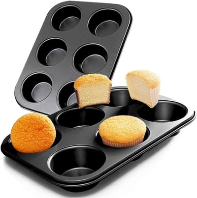 2x Premium Stalen Muffinvorm Rond - Bakvorm voor Muffins, Cupcakes & Brownies - Antiaanbaklaag