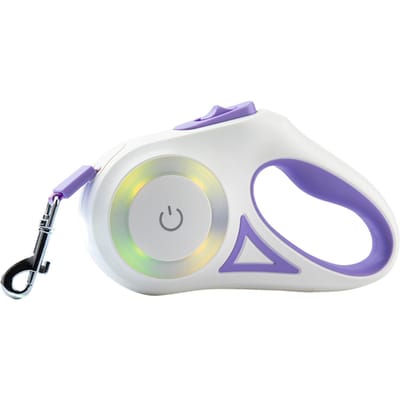 Intrekbare Hondenriem Ergonomische Handgreep Honden Uitlaat Riem met LED Kleurrijk Licht voor Puppy Beige 3meter / 9.8ft