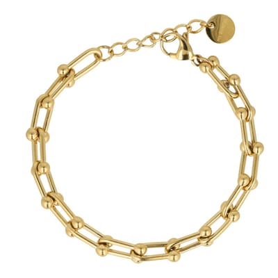 My Bendel - Goudkleurige Dames Schakelarmband met Bolletjes - met Luxe Cadeauverpakking | Sieraden Voor Dames