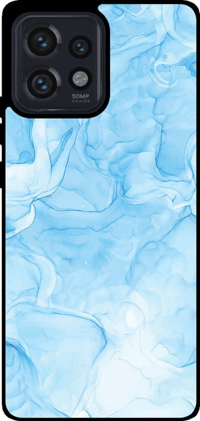 Smartphonica Telefoonhoesje Geschikt voor Motorola Edge 40 Pro / Plus 2023 met marmer opdruk - TPU backcover case marble design - Lichtblauw geschikt voor Motorola Edge 40 Pro;Motorola Edge Plus 2023