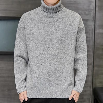 Herfst- en Wintermode Casual Heren Losse Basis Shirt Effen Kleur Gebreid Lange Mouw Koreaanse Versie Reverslijn Shirt Herenkleding 3XL gray