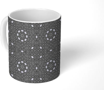 Mok - Koffiemok - Patronen - Zwart Wit - Ornament - Mokken - 350 ML - Beker - Koffiemokken - Theemok