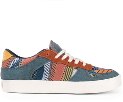 Inkkas Cyprus Ace Low Top dames sneaker – comfortabele suède low top sneaker met bergdesign – aardetinten/turquoise, maat 38
