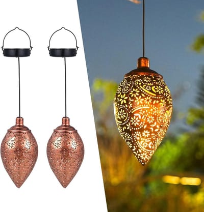 Set van 2 Waterdichte Solar Lantaarns IP65 met Warm Wit Licht voor Tuin- en Balkondecoratie