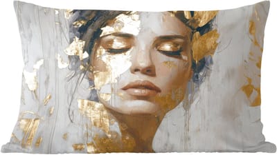 Sierkussens - Kussentjes Woonkamer - 60x40 cm - Sierlijk - Vrouw - Goud - Ogen