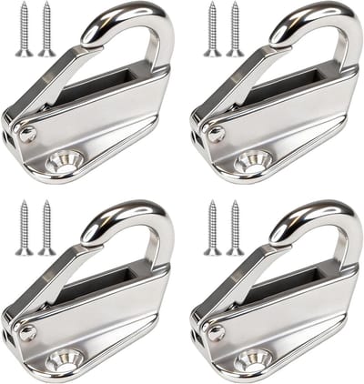 Set van 4 RVS Splash Hooks voor Boot, Jacht en Kleding - Inclusief 8 Schroeven voor Duurzame Bevestiging