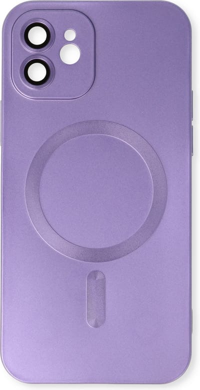 Casemania Hoesje Geschikt voor Apple iPhone 12 Paars - Matte Siliconen Back Cover - Geschikt voor Magsafe
