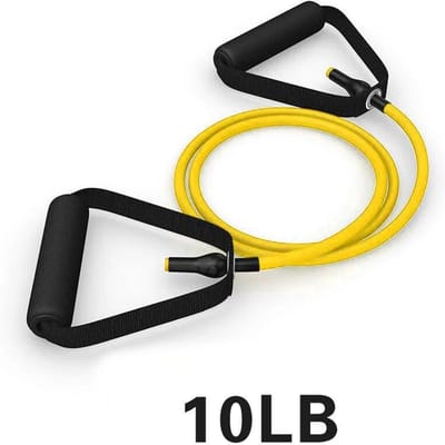 5 niveaus weerstandsbanden met handgrepen yoga trektouw elastische fitnessoefening buisband voor thuistrainingen krachttraining geel