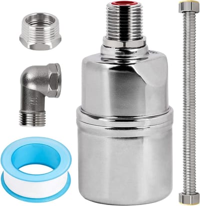Automatisch vlotterventiel voor zwembad, 3/4 inch, vulstandcontroleventiel met afdichtband en golfbuis voor optimaal waterbeheer en zwembadonderhoud