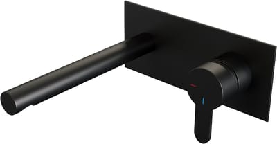 Brauer Black Edition inbouw wastafelmengkraan met rechte uitloop en afdekplaat model D1 mat zwart