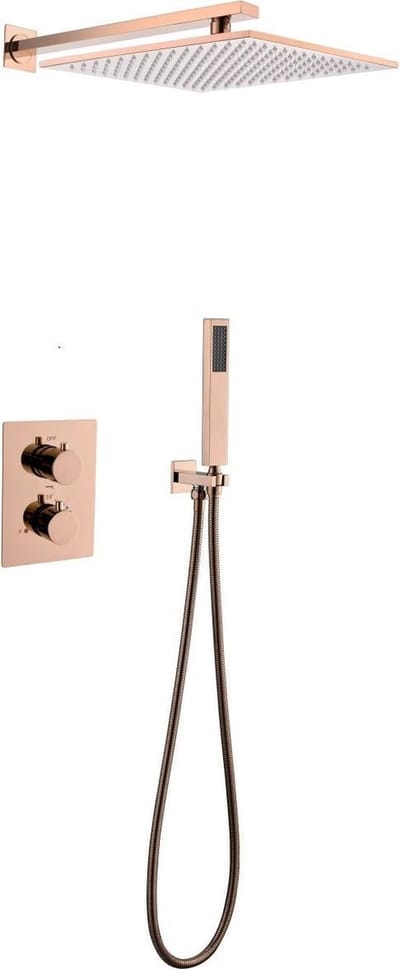 Mawialux thermostatische inbouw regendoucheset - Vierkant - Pointer Rose Goud