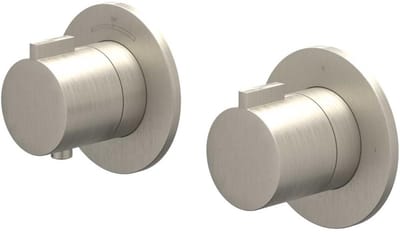 IVY Pact Afbouwdeel Inbouwthermostaat met 2-Weg Stop-Omstel Symmetry met Ronde Rozetten - Geborsteld Nickel PVD