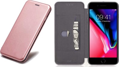 Hoesje geschikt voor iPhone 8 Plus - Book Case Kunstleer ThinShield Roségoud