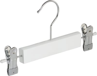 De Kledinghanger Gigant - Knijperhanger - Baby - 7305BA - 50 Stuks - Lotushout - Wit Gelakt - Verschuifbare Anti-slip knijpers - 25 cm - Rokhanger - Broekhanger - Pantalonhanger - Babybügel (7305BA_01/50)