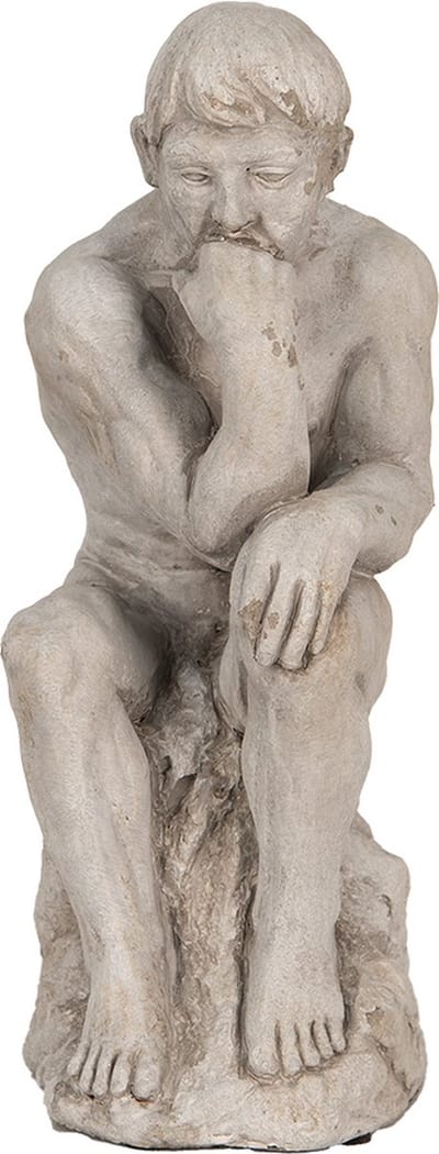 Clayre & Eef Decoratie Beeld Mens 31 cm Grijs Steen