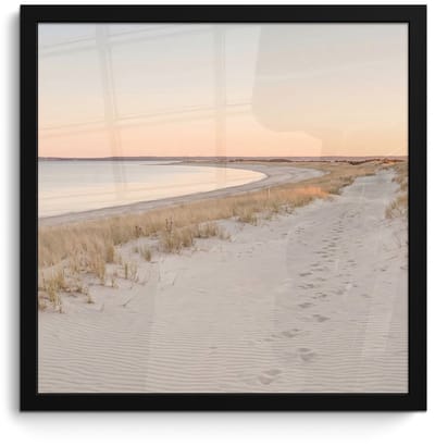 Poster in lijst - Fotolijst 40x40 cm - Posters - Kustlijn - Horizon - Hek - Posterlijst zwart - Decoratie - Wanddecoratie woonkamer - Muurdecoratie slaapkamer