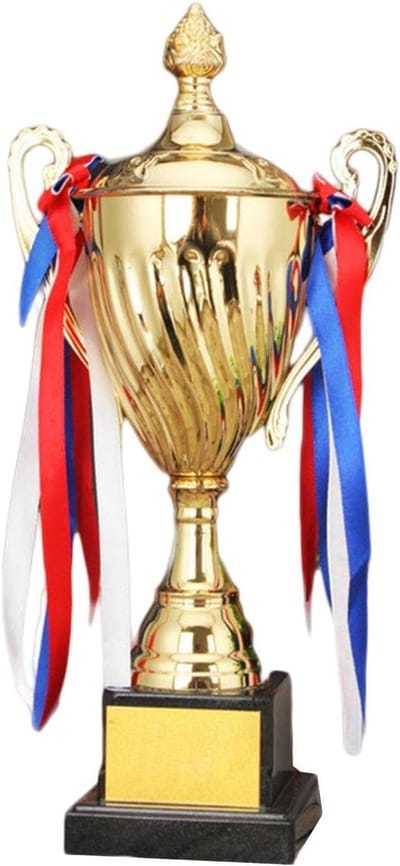Trofee met lint - Winstbeker Aandenken - Wedstrijden Prijzen - Metalen Beker - 325 cm - Goud
