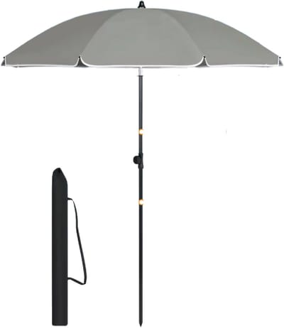 Ronde Parasol - Voor Balkon, Strand of Tuin - Verstelbaar & 45° Kantelbaar - UV-Resistent & Waterdicht - Dark Grey 155cm