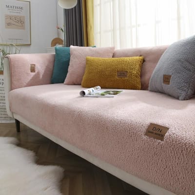 Lamsvacht Bankkussen Antislip Leren Bankhoes Scandinavisch Eenvoudig Winter Warm Verdikt Fleece Kussenhoes Doek 70*70