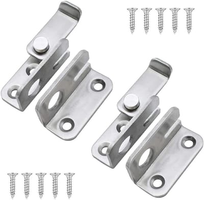 2pcs Stainless Steel Latches Small Lock Bolts Latch Door Stainless Steel Safety Latch for Doors Windows Bathroom - ShopVlot