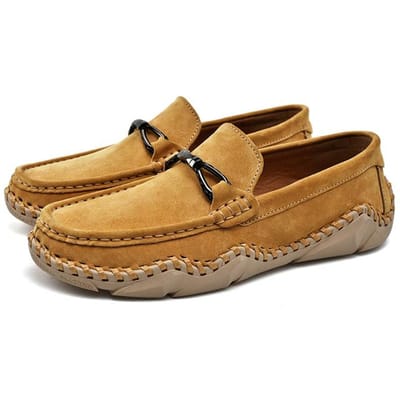 Chaussures pour Hommes en Cuir Suède Luxe Décontractées Slip-On Formelles Mocassins pour Hommes Italien Extérieur Chaussures de Conduite pour Hommes Chaussures Bateau pour Hommes 40 jaune