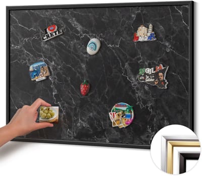 Wallfluent - Zwart Magneetbord in Stijlvolle Kleuren - 100 cm x 70 cm - Magneetbord met Zwarte Frame - Elegant zwart marmer - Magnetisch Wandbord - Memobord Magnetisch - Magnetisch Bord Kindvriendelijk