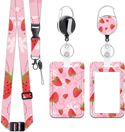 ID Kaart Houder met Strap, Buskaart Bescherming voor Studenten, Afneembare Naamplaat Clips en Retractable Badge Reel voor Vrouwen, Leraren en Zorgprofessionals