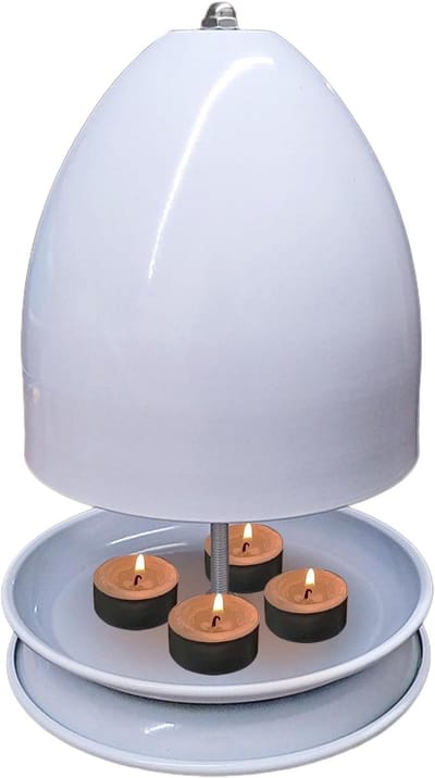 Theelicht Oven - Kaars Heater - Sfeervolle Verwarming - Dubbelwandig Metaal - 17.5cm Basis Diameter - Wit