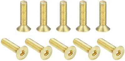 Flat Head M4 Schroeven met Zeskant Inbus - 0.7 x 16 mm, Verpakking van 24, Messing Montage Schroeven voor Diverse Toepassingen